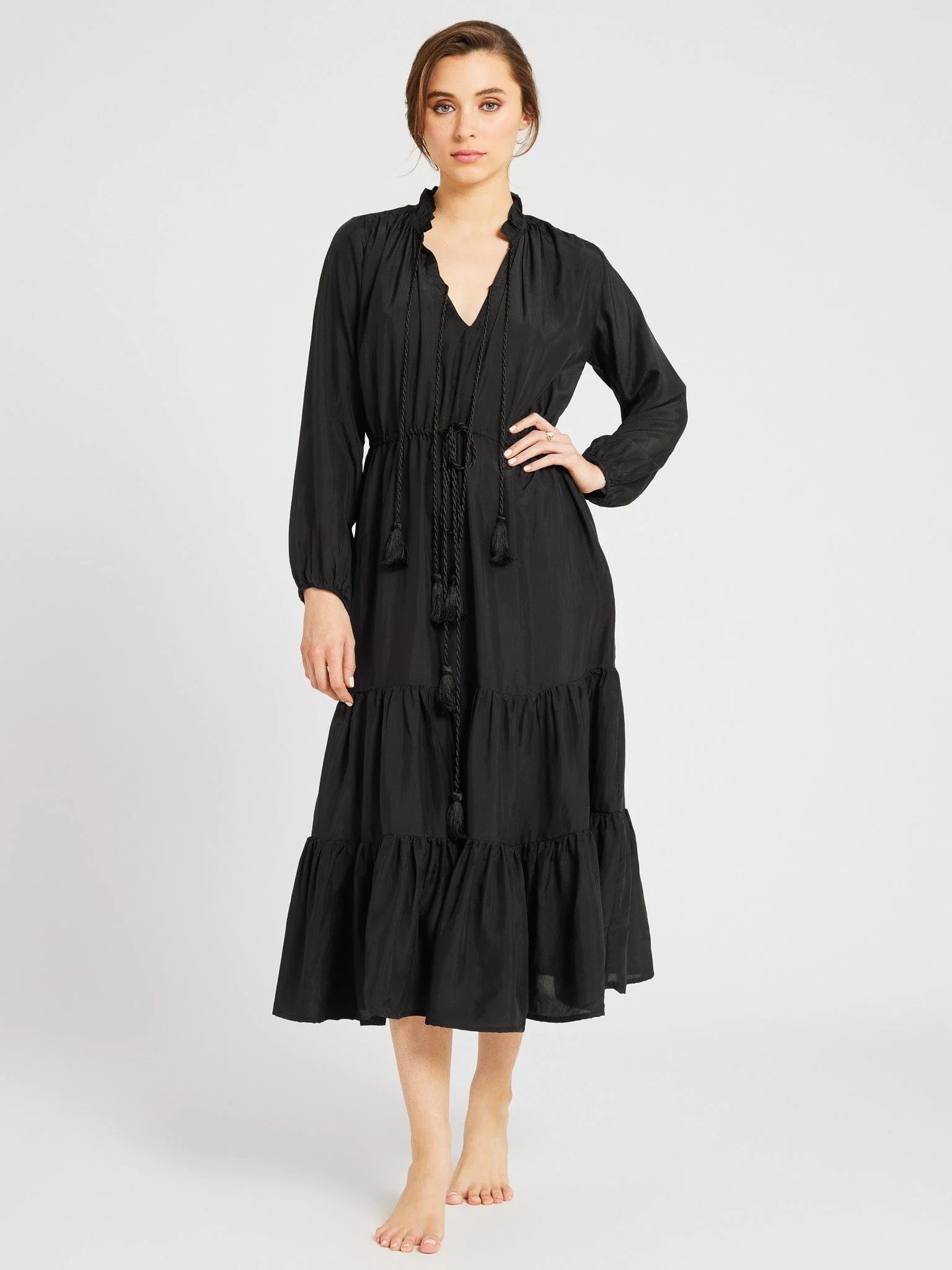 Astrid Dress in Black Silk | Mille