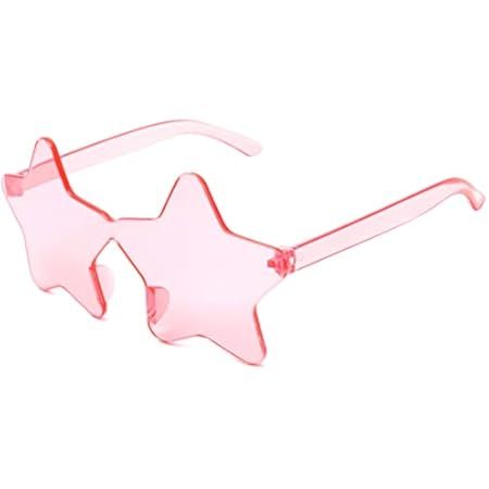 2 Pieces Star Shape Rimless Sunglasses Transparent Candy Color Sunglasses Halloween Christmas Favors | Amazon (US)