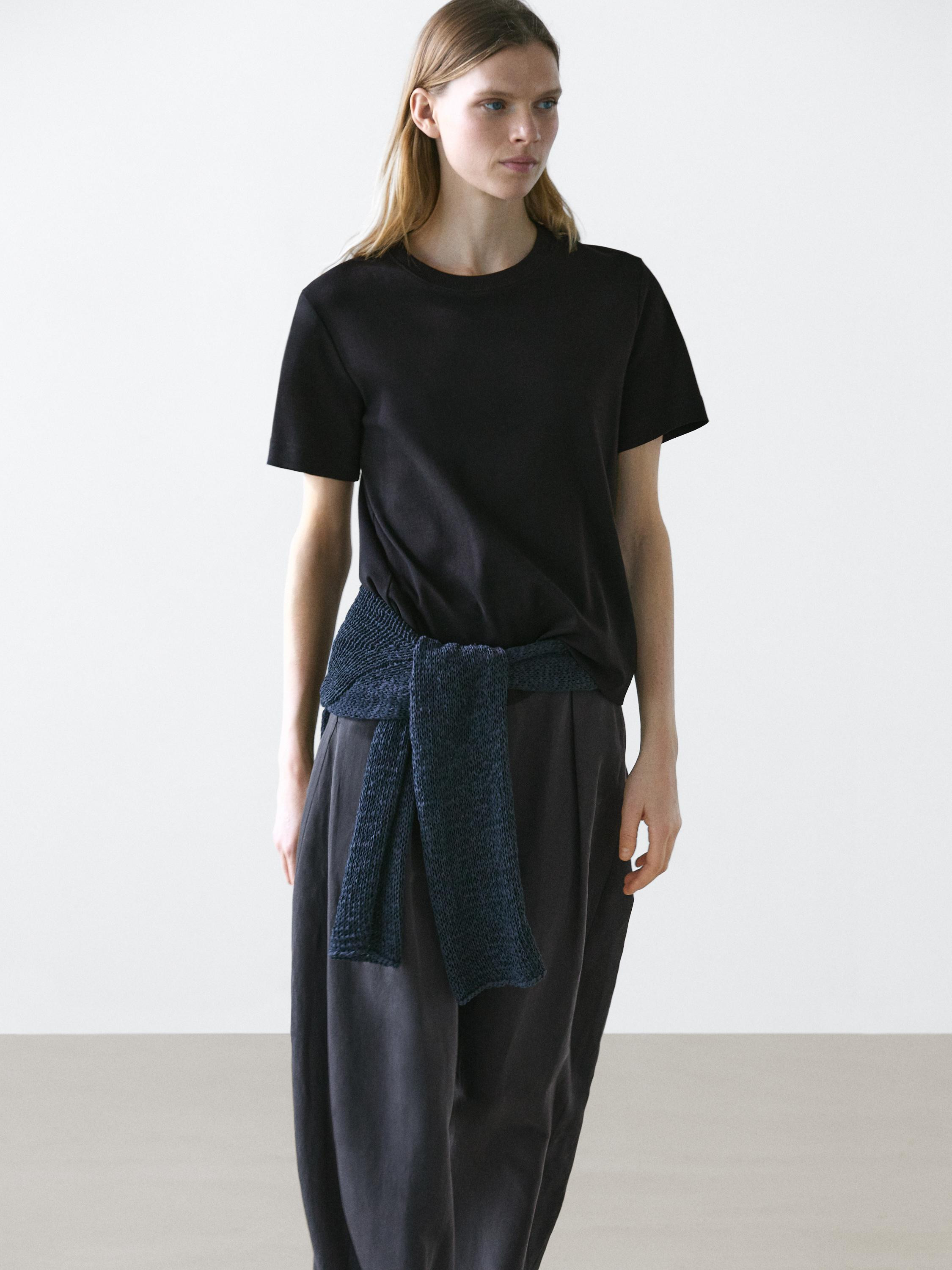 100% cotton interlock crew neck T-shirt | Massimo Dutti UK