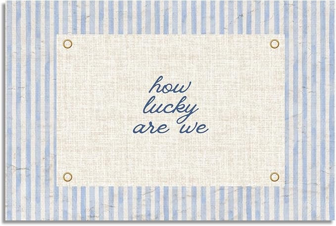 Jiaoweibao How Lucky Are We Canvas Wall Art, Navy Blue Stripes Positive Quote Poster, Daily Affir... | Amazon (US)