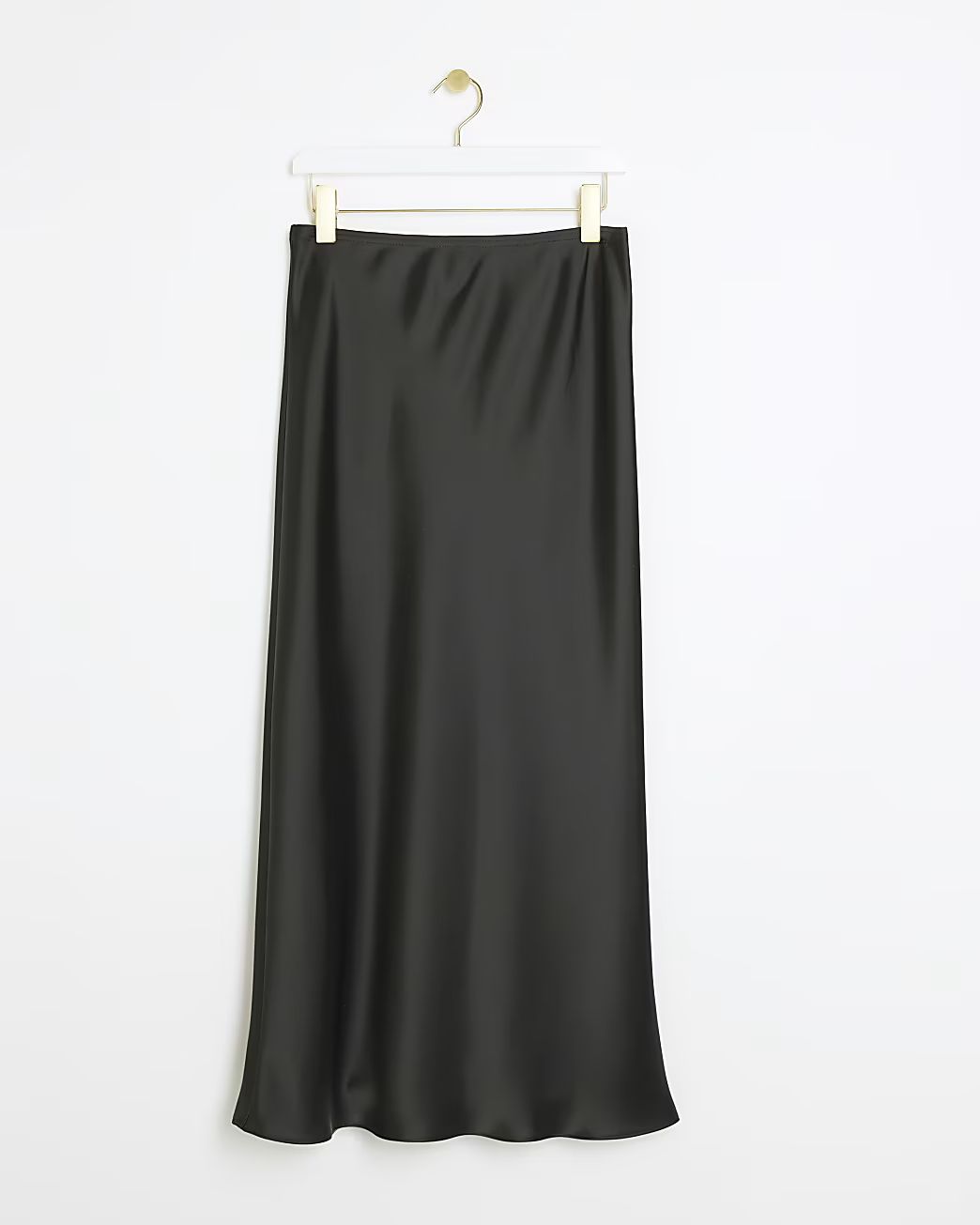 Black Satin Maxi Skirt | River Island (UK & IE)