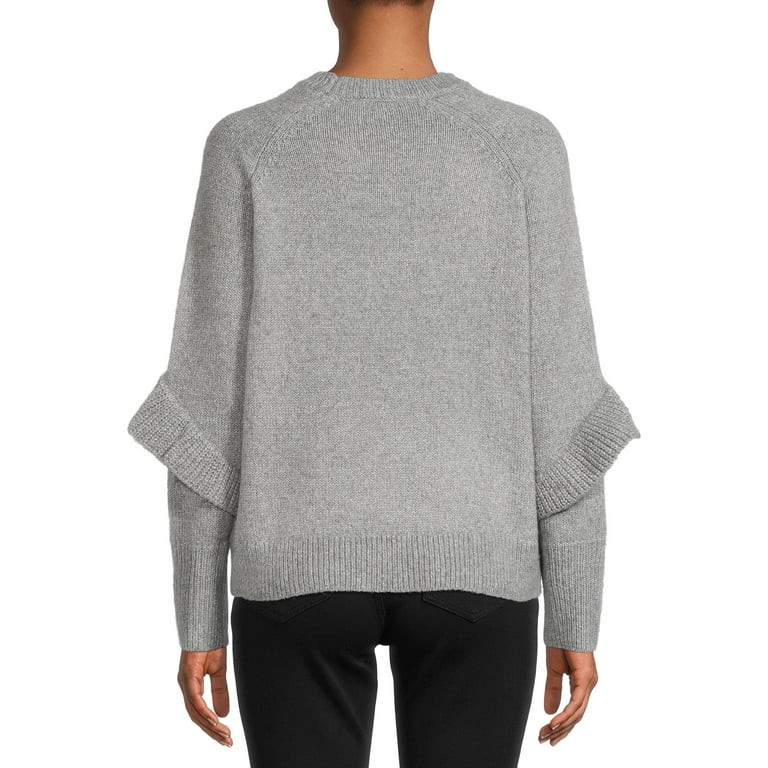 Time and Tru Women's Shimmering Ruffle Sweater | Walmart (US)