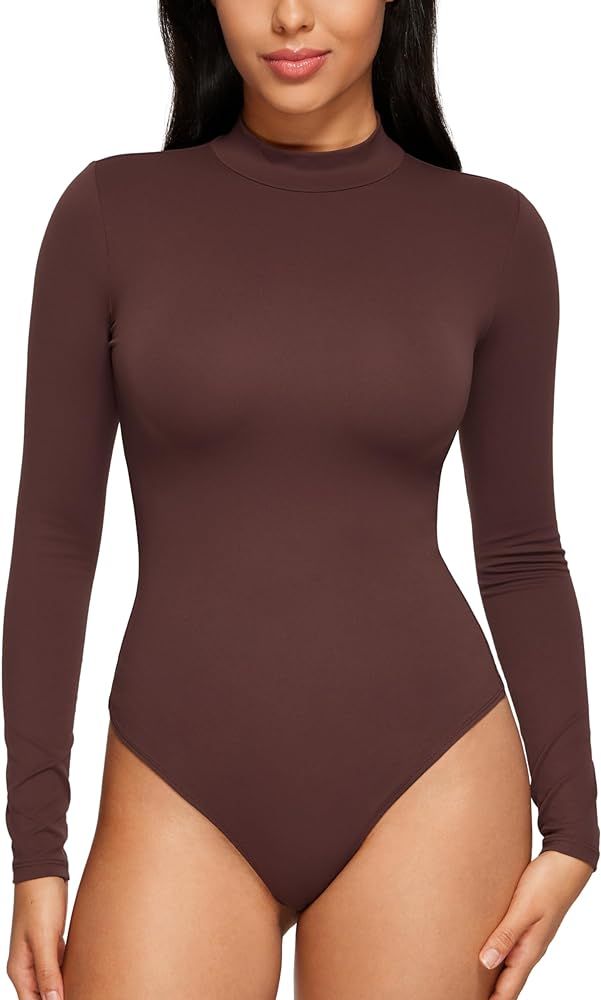 CRZ YOGA Butterluxe Long Sleeve Bodysuits for Women Mock Turtleneck Bodysuit Tops Soft Stretchy | Amazon (US)