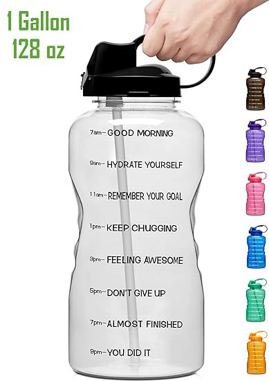 Giotto Large Gallon Motivational Water Bottle with Time Marker & Straw, Leakproof Tritan BPA Free... | Amazon (US)