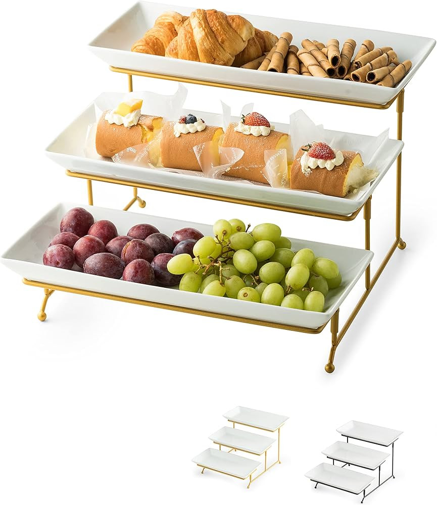 Cormomu 3 Tier Serving Tray, Serving Stand with Serving Dishes for Dessert Table Display Set, Cer... | Amazon (US)