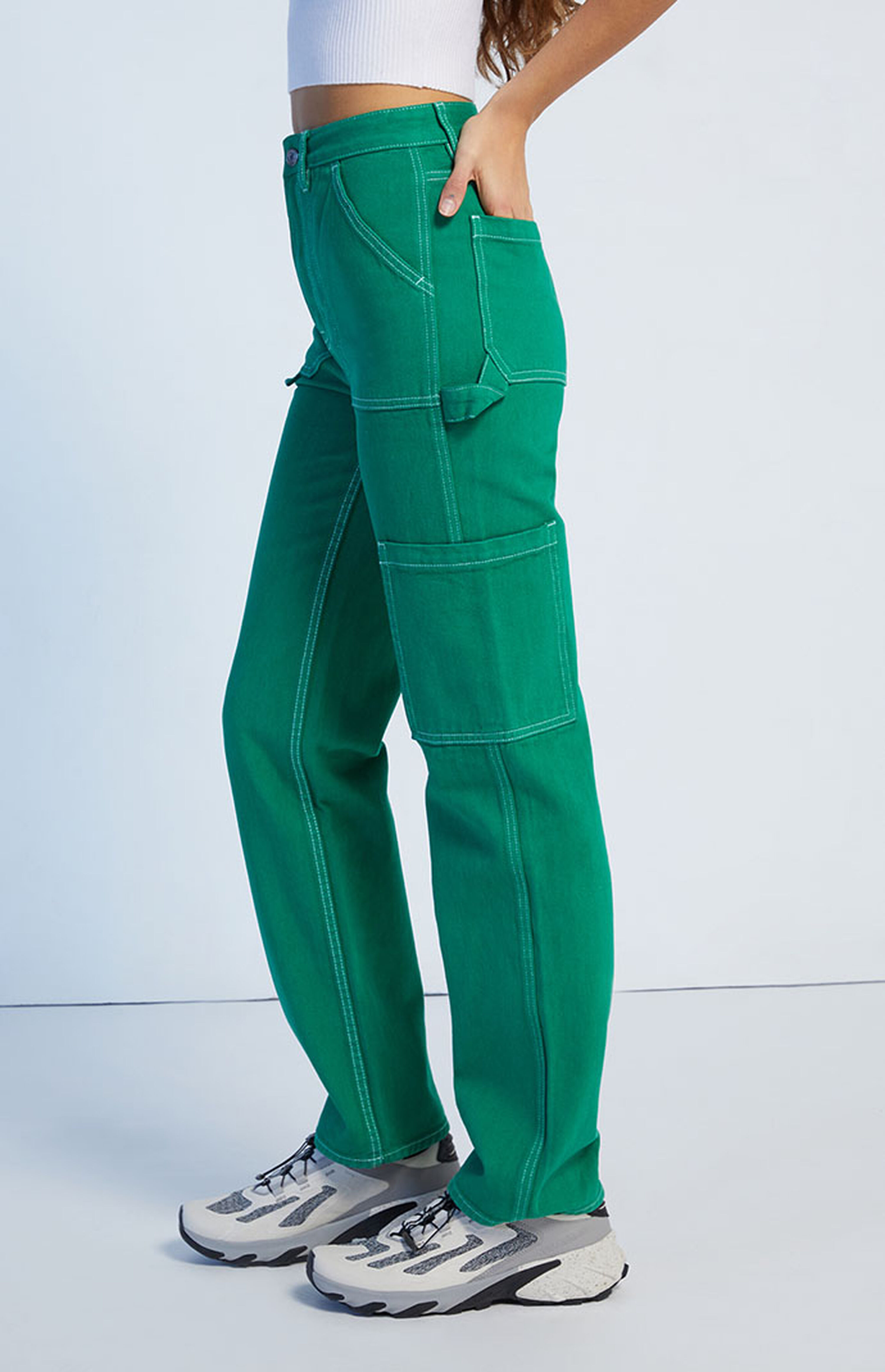PacSun Green Patch Pocket Boyfriend Carpenter Pants | PacSun