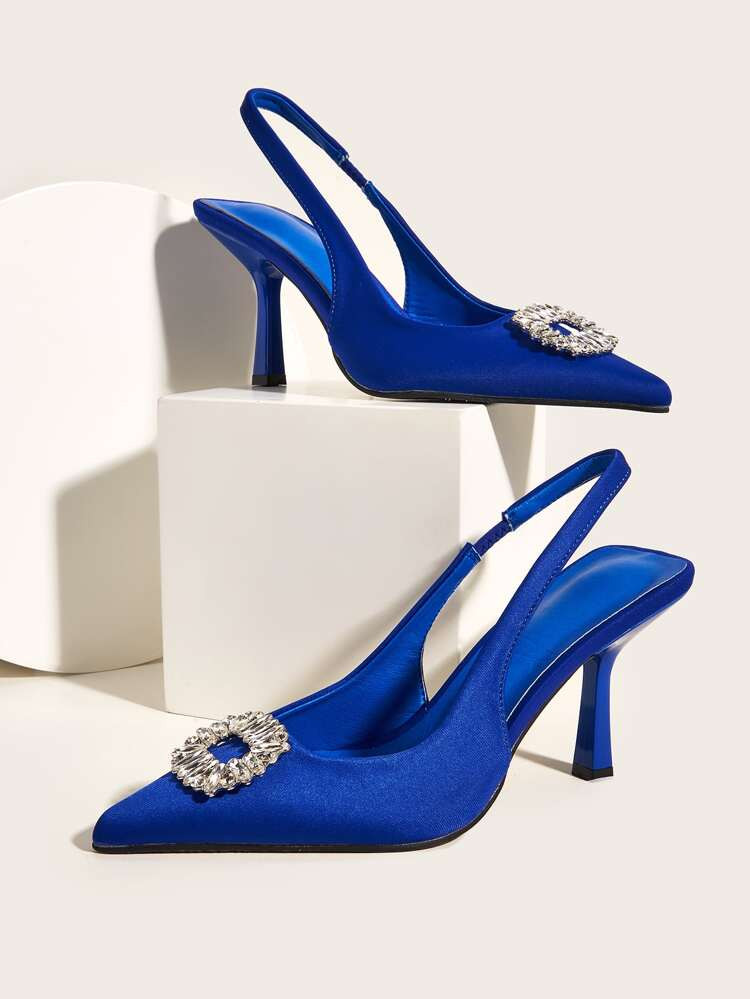 Rhinestone Decor Stiletto Heeled Slingback Pumps | SHEIN