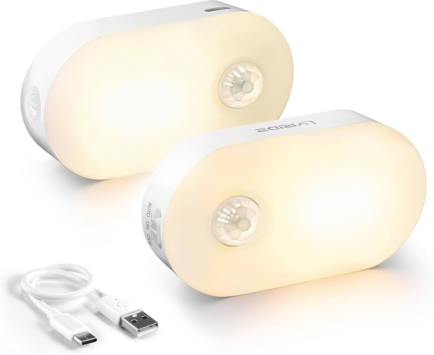 Lyridz Rechargeable Battery Night Light with Motion Sensor, Portable Mini Warm White LED Stick-on... | Amazon (US)