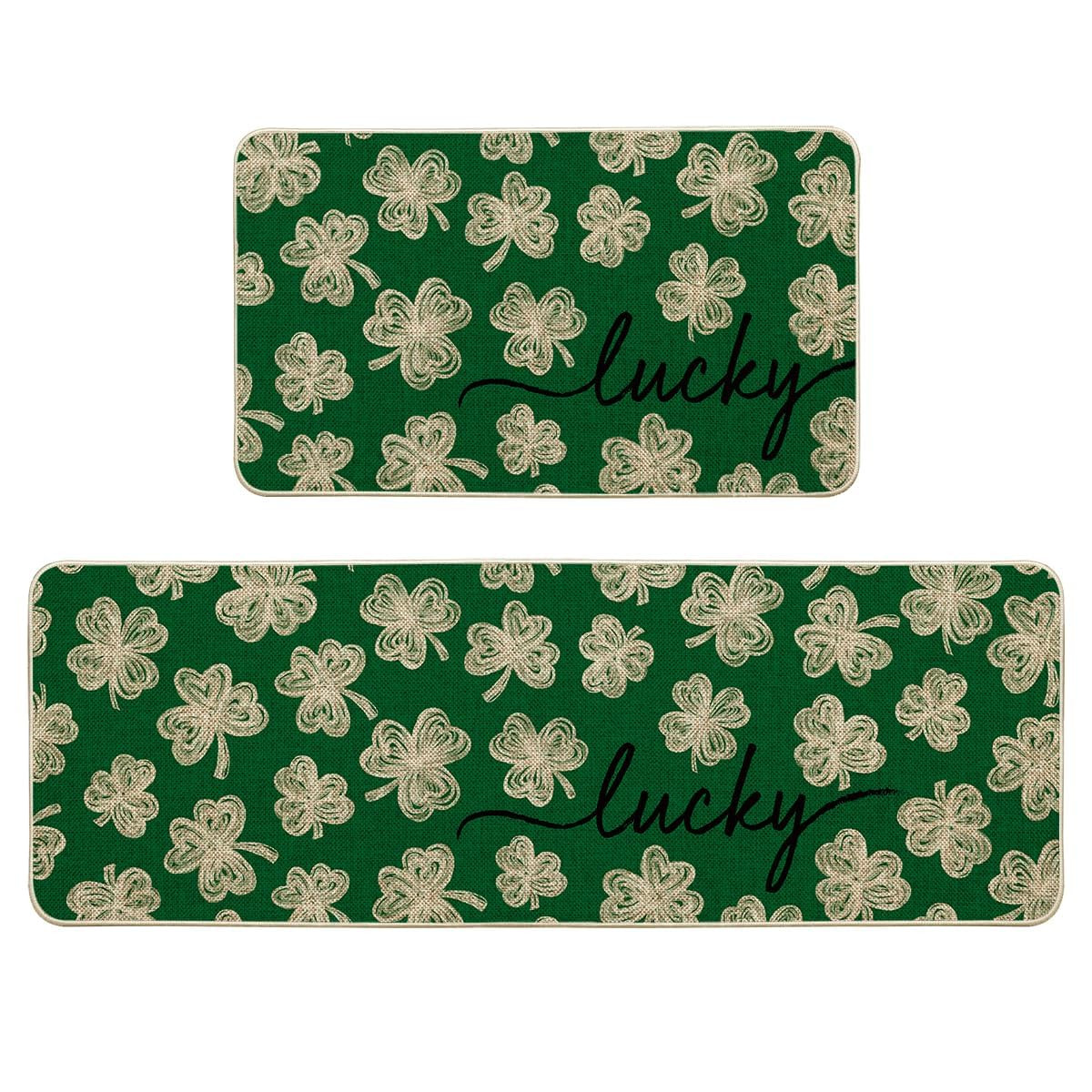 Artoid Mode Green Lucky Shamrocks Clover St. Patrick's Day Kitchen Mats Set of 2, Home Decor Low-... | Amazon (US)