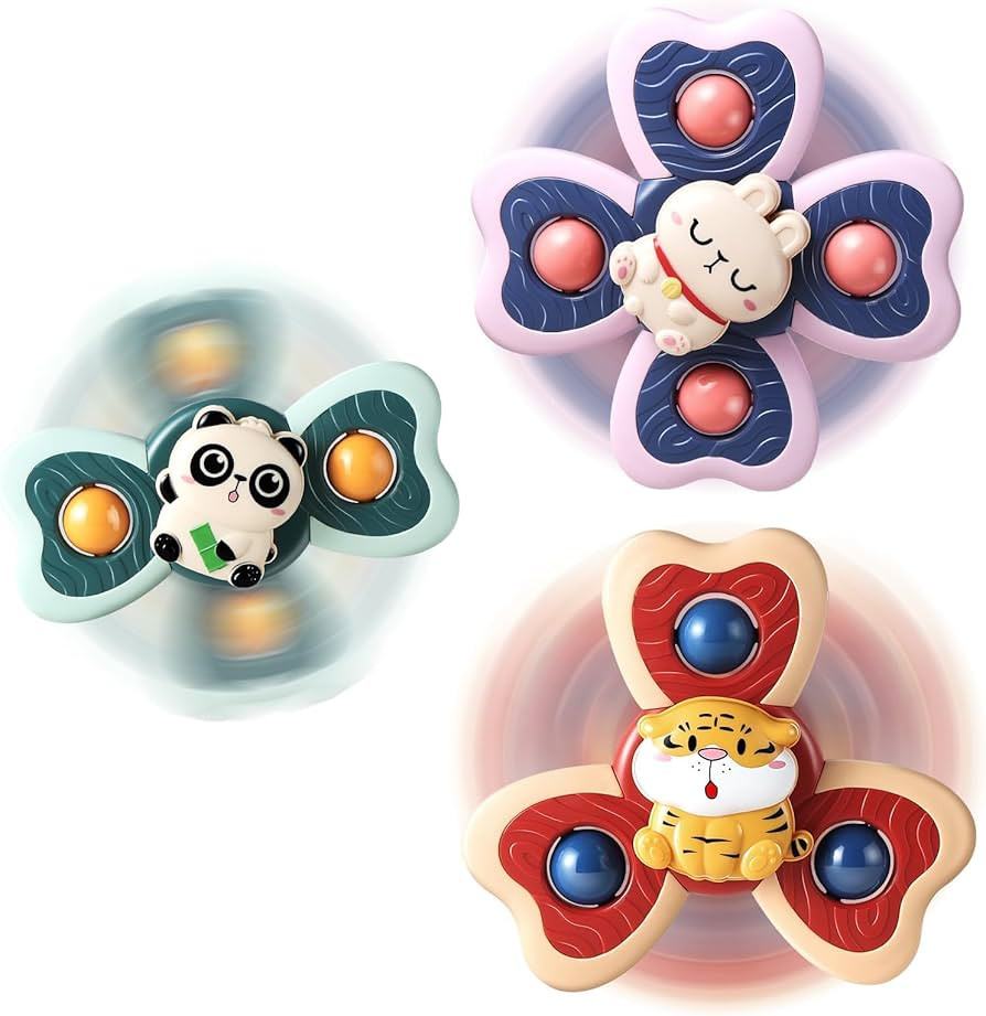ALASOU 3PCS Suction Cup Spinner Toys for 1 Year Old Boy Girl|Novelty Spinning Tops Bath Toys Age ... | Amazon (US)