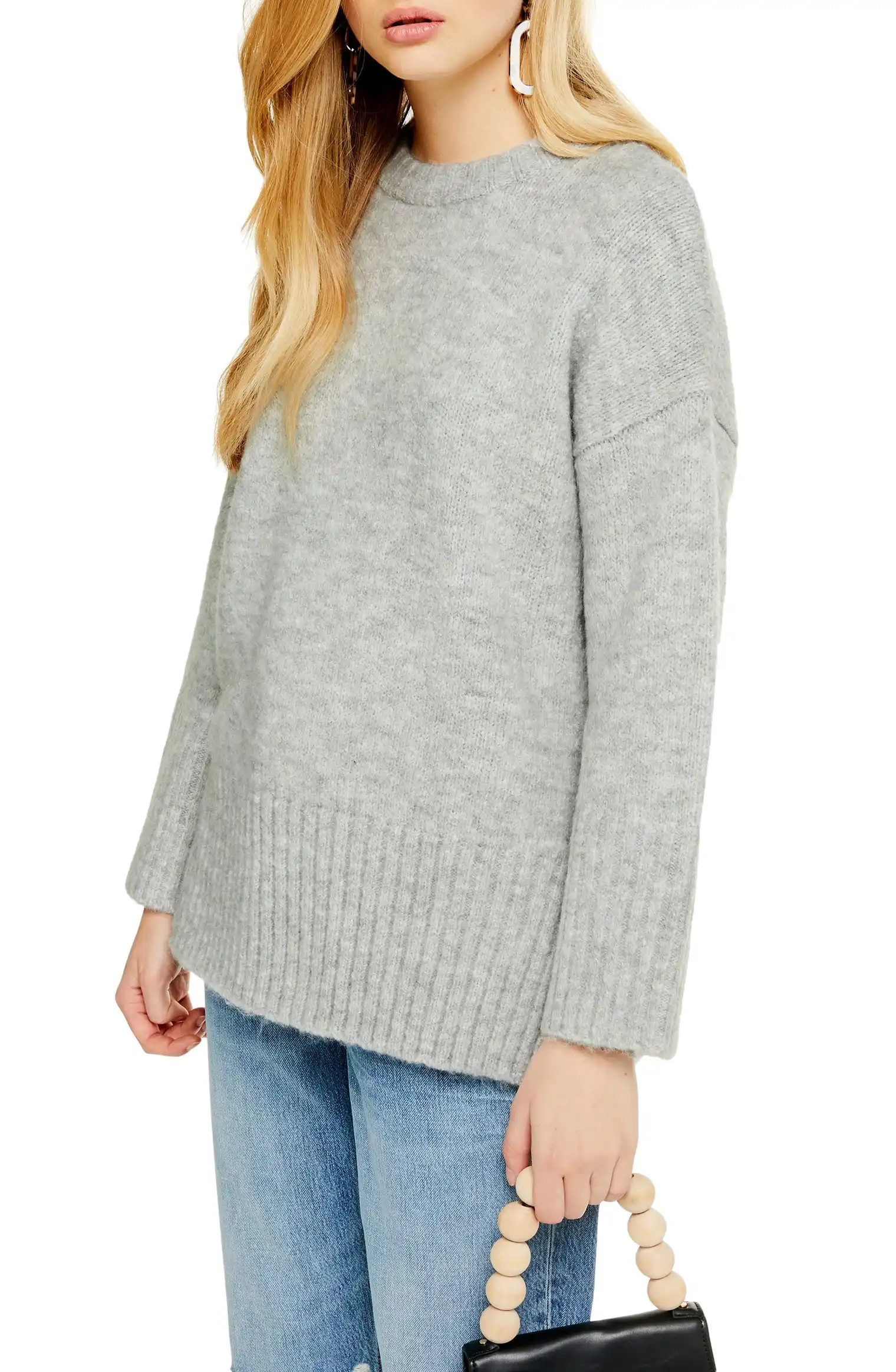 Topshop Supersoft Deep Hem Crewneck Sweater | Nordstrom | Nordstrom