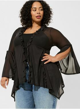 Mesh Tie Front Kimono | Torrid (US & Canada)