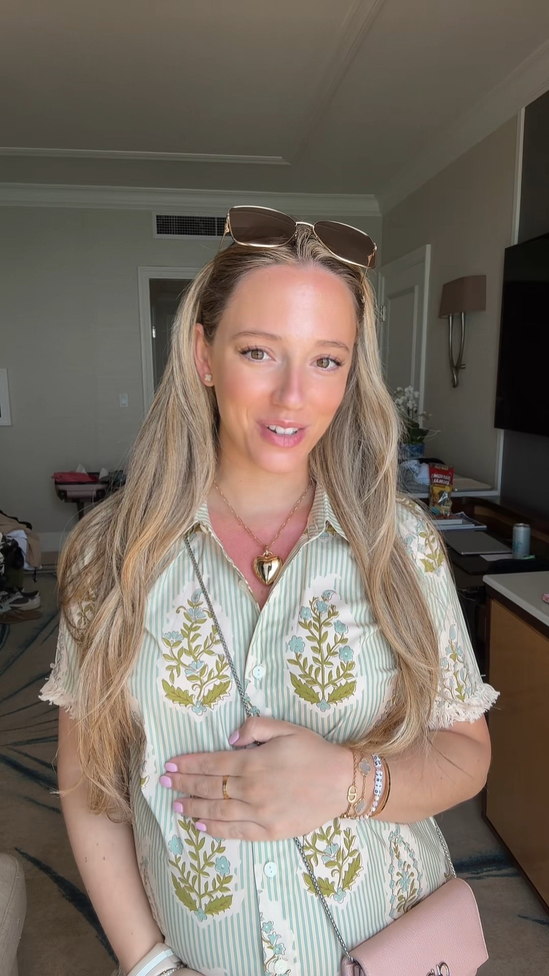 Felt like I was in Palm Royale wearing this adorable dress from Spartina! Non-maternity but very bump friendly and cute🥰🌴Perfect for a day of shopping! 🛍️ 

#LTKTravel #LTKStyleTip #LTKBump