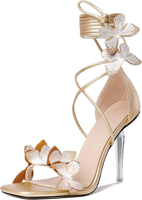 Zamikoo High Heeled Sandals for Women, Ankle Strap Open Toe High Heel Butterfly Heels, Strappy La... | Amazon (US)