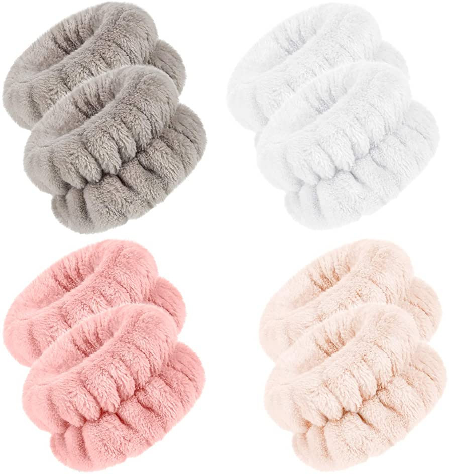 4 Pairs Wrist Spa Washband Microfiber Wrist Wash Towel Band Wristband Scrunchies for Washing Face... | Amazon (US)