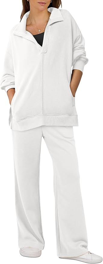 ANRABESS Women 2 Piece Outfits Lounge Sets Oversized Sweatshirt Wide Leg Pants 2024 Fall Casual S... | Amazon (US)