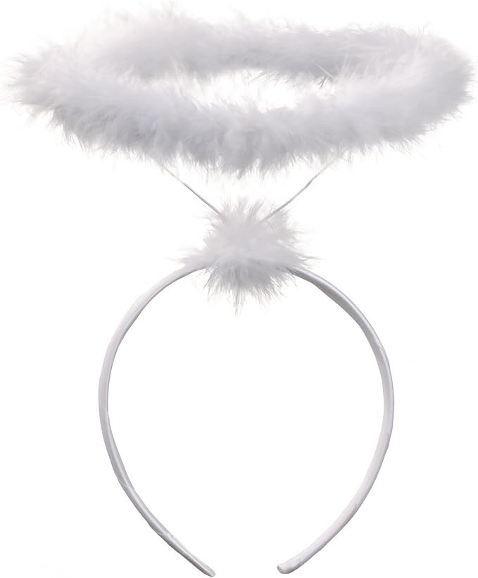 Funcredible White Angel Halo Headband - Feathered Halo - Halloween Headband - Angel Costume Acces... | Amazon (US)