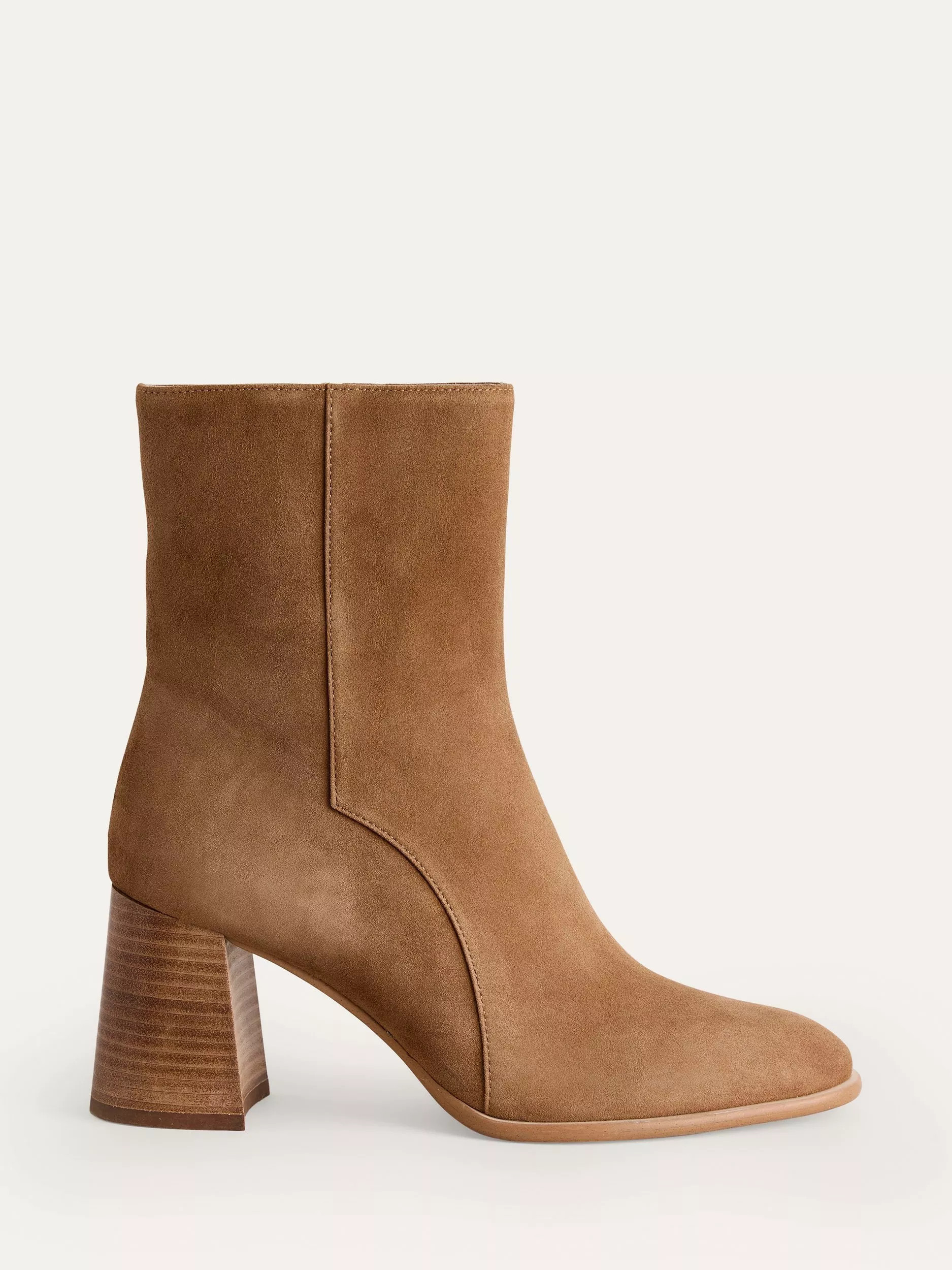 Boden Heather Suede Block Heel Ankle Boots, Tan | John Lewis (UK)