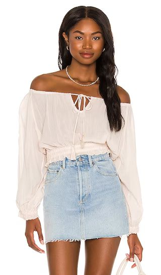 Harmony Cropped Blouse in Porcelain | Revolve Clothing (Global)