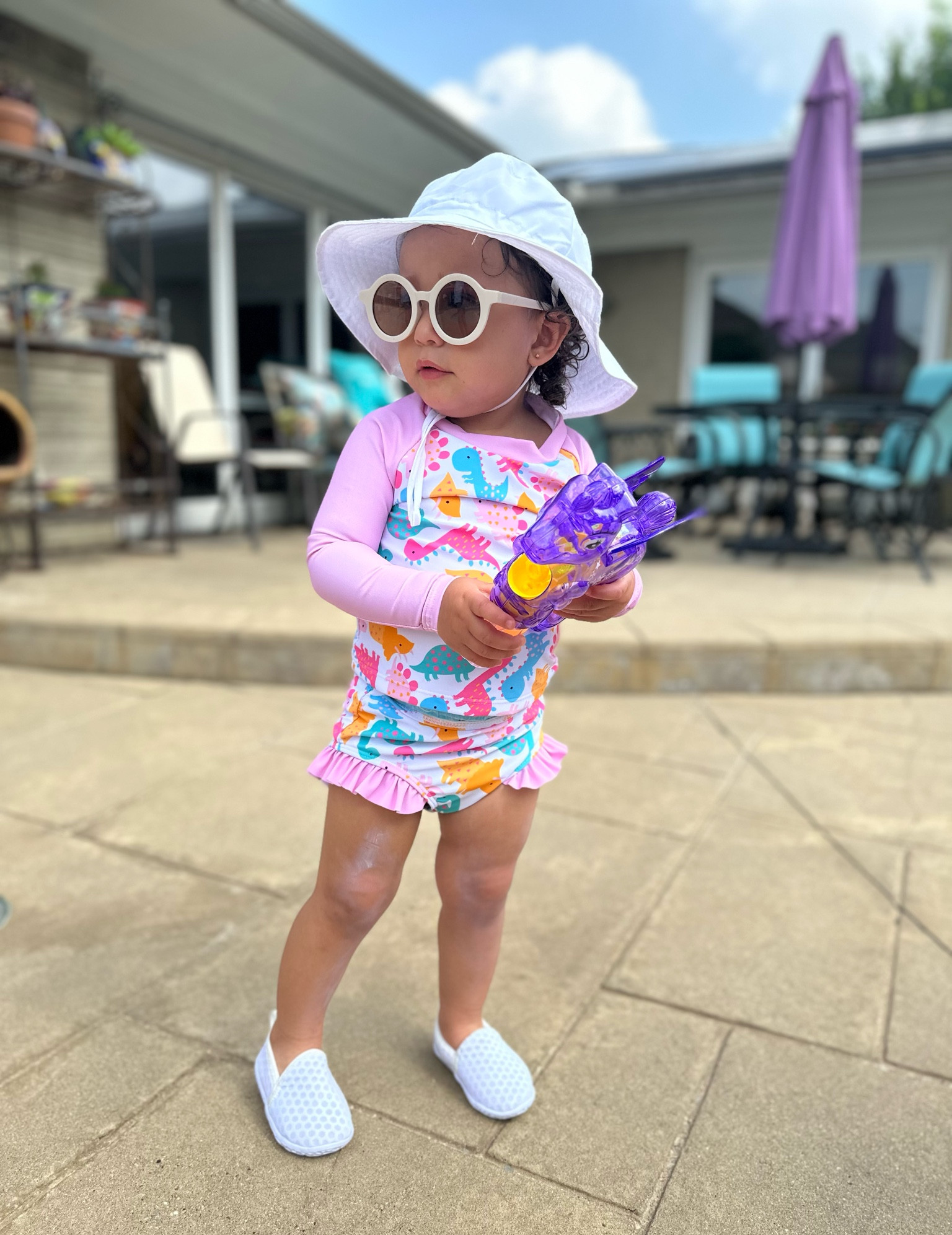💗 Nothing is more cute than a baby in a swimming suit & some cute sunnies right!? get Mylas outfit for less than 30.00 dollars.
