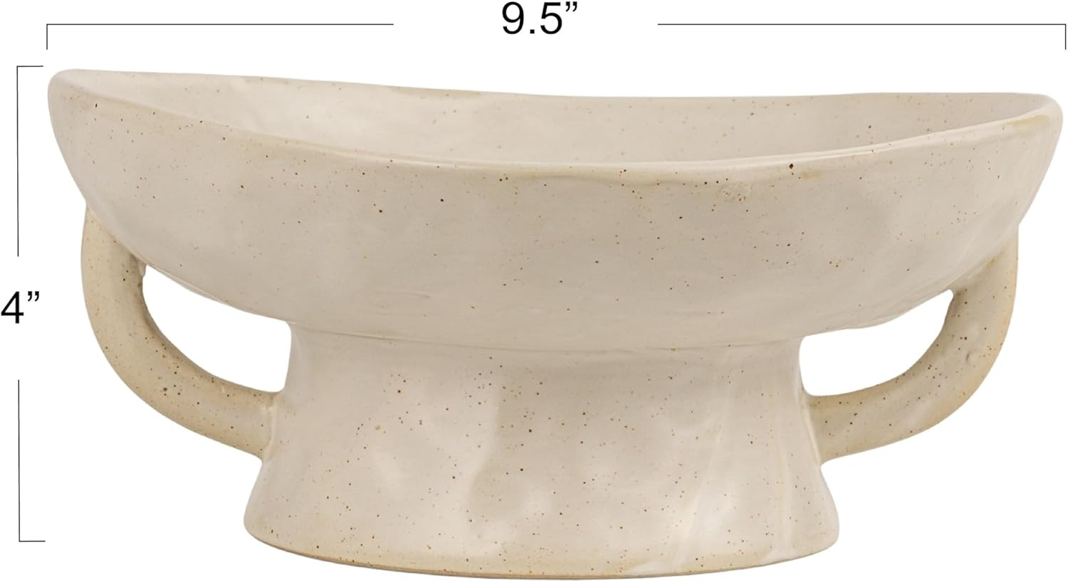 Creative Co-Op Stoneware Footed Pedestal Bowl with Handles, Reactive Glaze, White | Amazon (US)