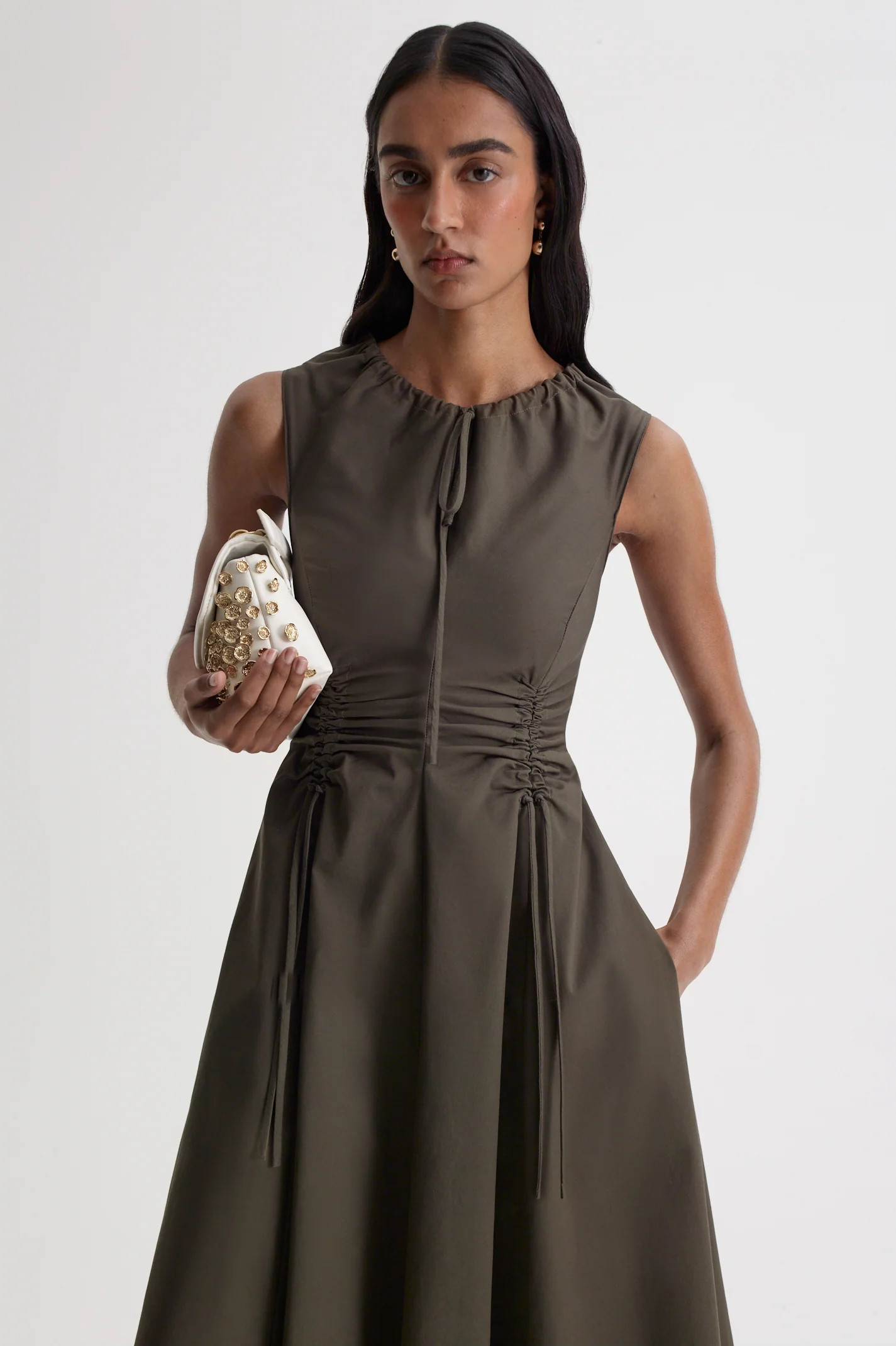 COTTON SATEEN CARGO DRESS - JUNGLE - Scanlan Theodore | Scanlan Theodore