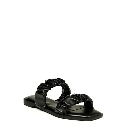 Time and Tru Women s Ruched Strap Sandals - Wide Width Available | Walmart (US)