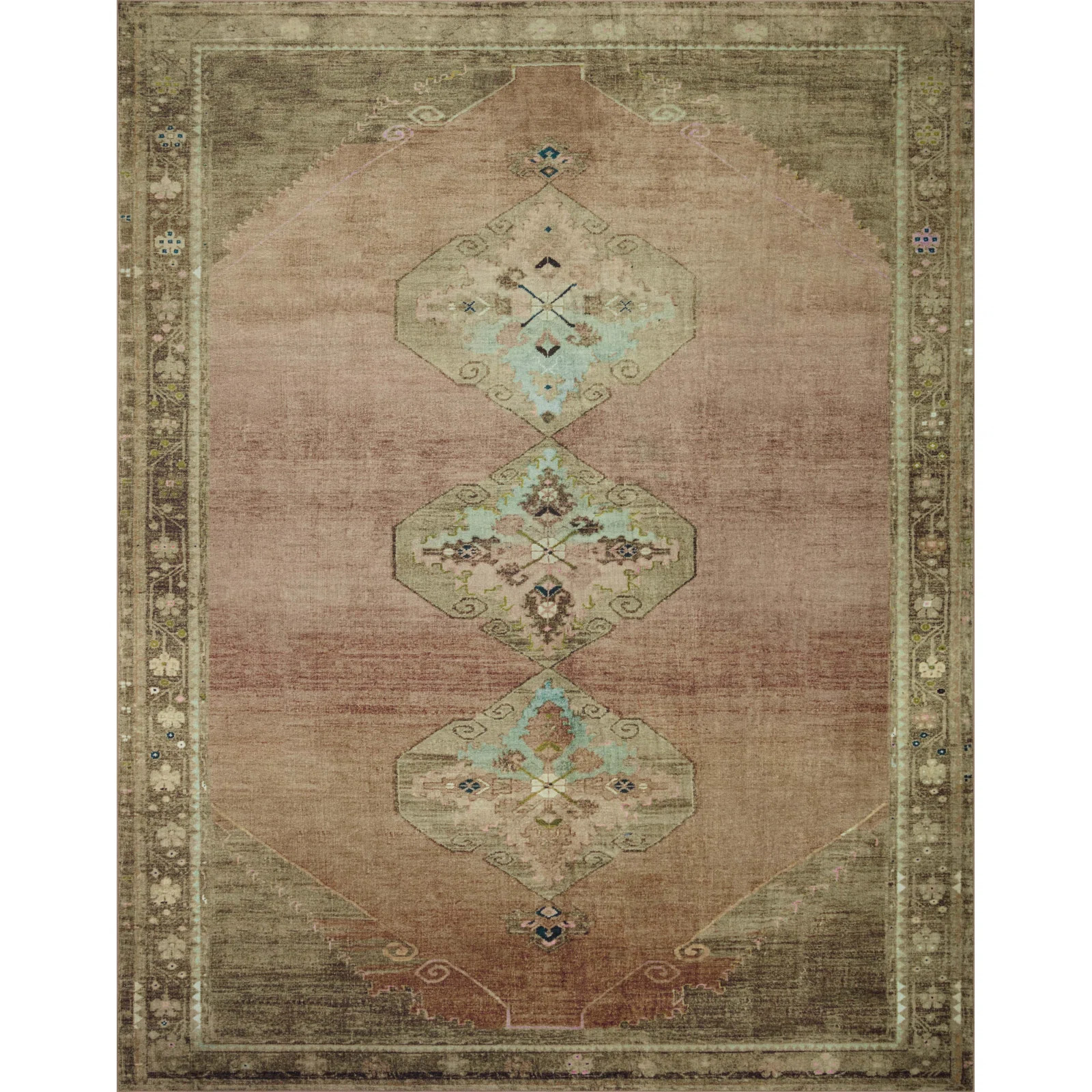 Magnolia Home By Joanna Gaines X Loloi Sinclair Machine Washable Clay / Tobacco Area Rug | Wayfair North America