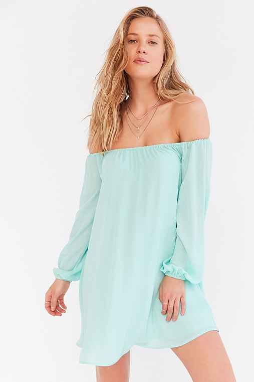 Ecote Off-The-Shoulder Swing Dress,MINT,XS | Urban Outfitters US