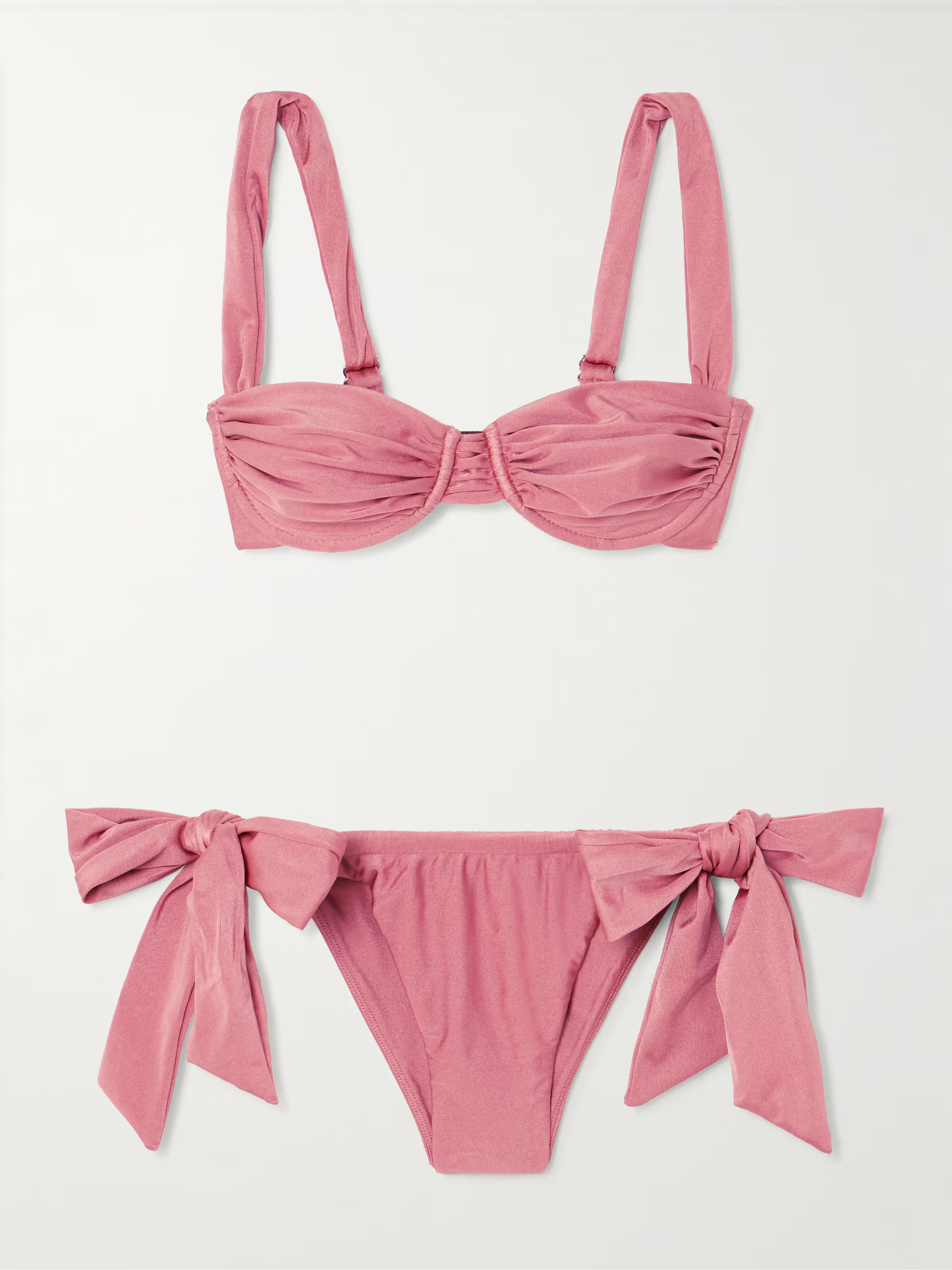 Sol tie-detailed gathered metallic bikini | NET-A-PORTER (UK & EU)