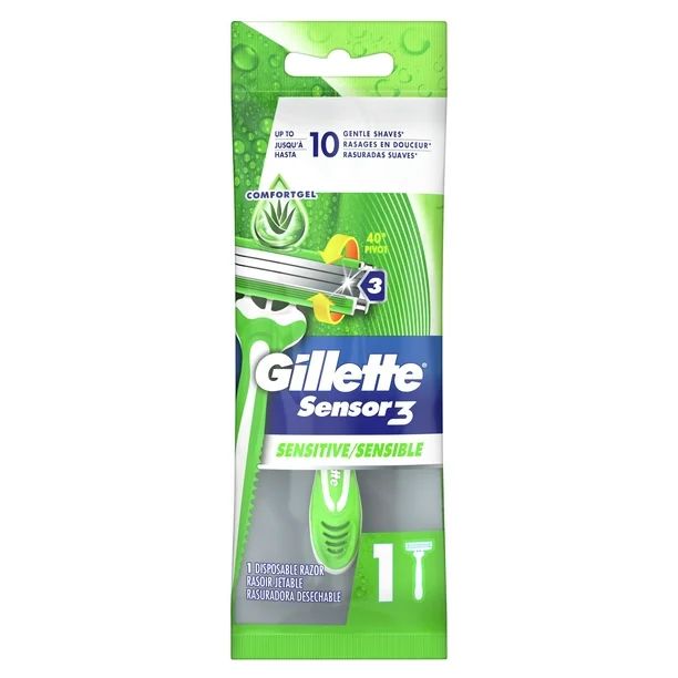 Gillette Sensor3 Sensitive Men's Disposable Razor, 1 Razor | Walmart (US)