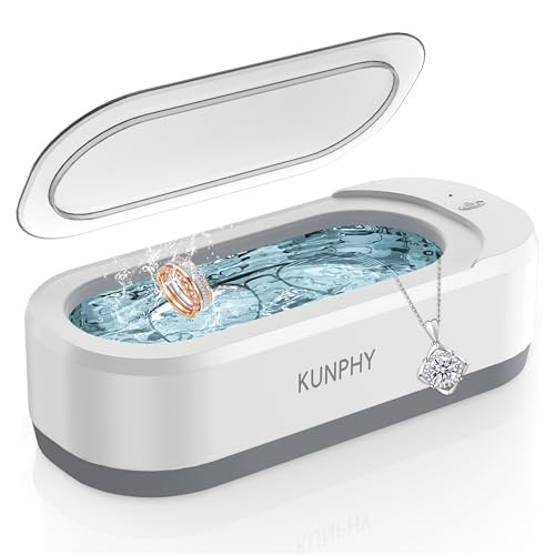 KUNPHY Ultrasonic Jewelry Cleaner, Jewelry Cleaner Machine 12oz 46KHz, Professional Sonic Cleaner with One-Touch Operation, Sonic Cleaner for Rings, Glasses, Jewelry, Dentures White | Amazon (US)
