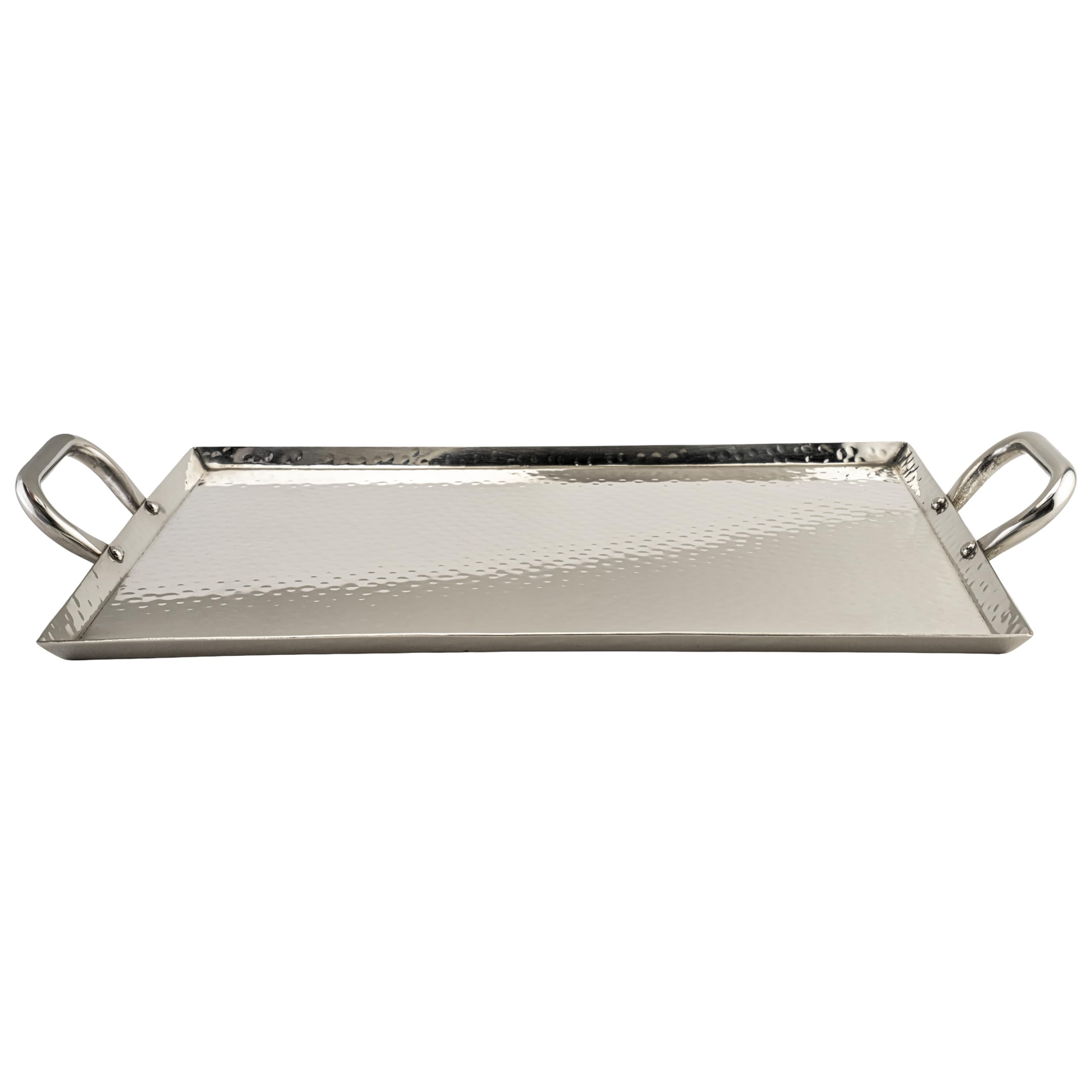 G.E.T. SSTPD-1612-MP Heavy-Duty Metal Serving/Ottoman Tray with Handles, 16" x 12", Mirror Polish... | Amazon (US)