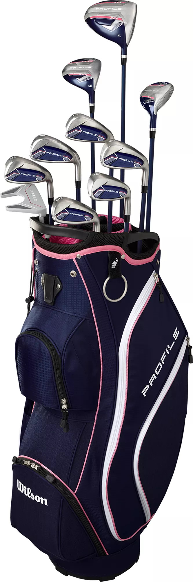 Wilson Women's Profile 14-Piece Cart Bag Complete Set, Right Hand, Navy/Rose Gold/White | Golf Galaxy