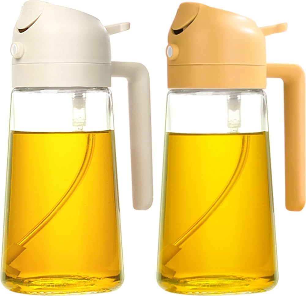 YARRAMATE 2Pcs Olive Oil Dispenser, 2 in 1 Oil Sprayer for Cooking, 17oz/500ml Glass Oil Spray Bo... | Amazon (US)