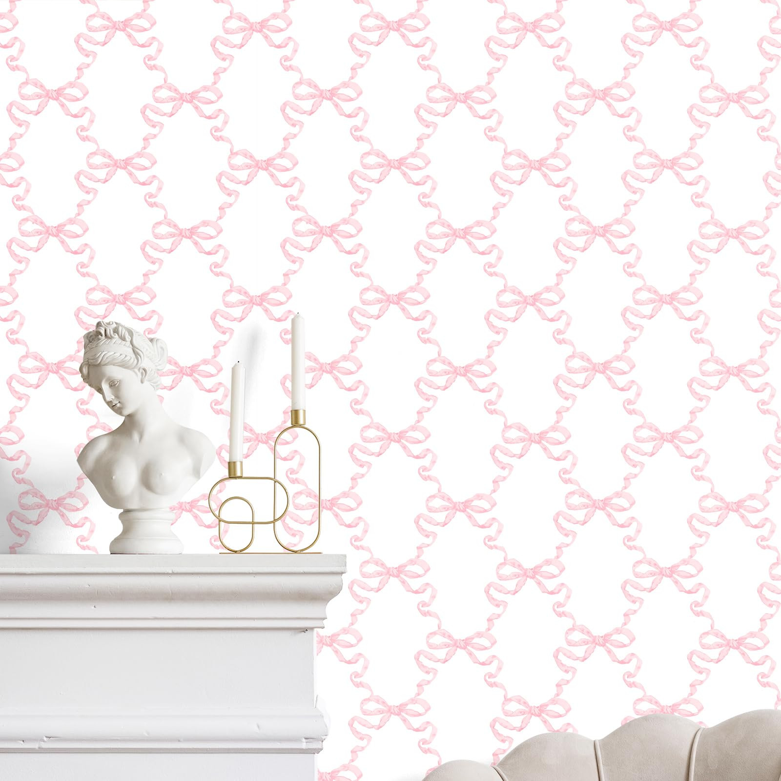 Bow Wallpaper 15.75 x 118 Bow Ribbon Trellis Wallpaper Coquette Trendy Preppy Peel and Stick Ribb... | Amazon (US)