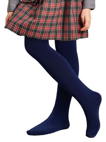 COTTON DAY Kids Girls School Dress Cotton Tights 4-6 Years 2 Pack Navy 6 | Amazon (US)