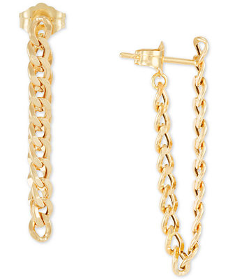 Chain Link Front to Back Drop Earrings in 10k Gold | Macy's