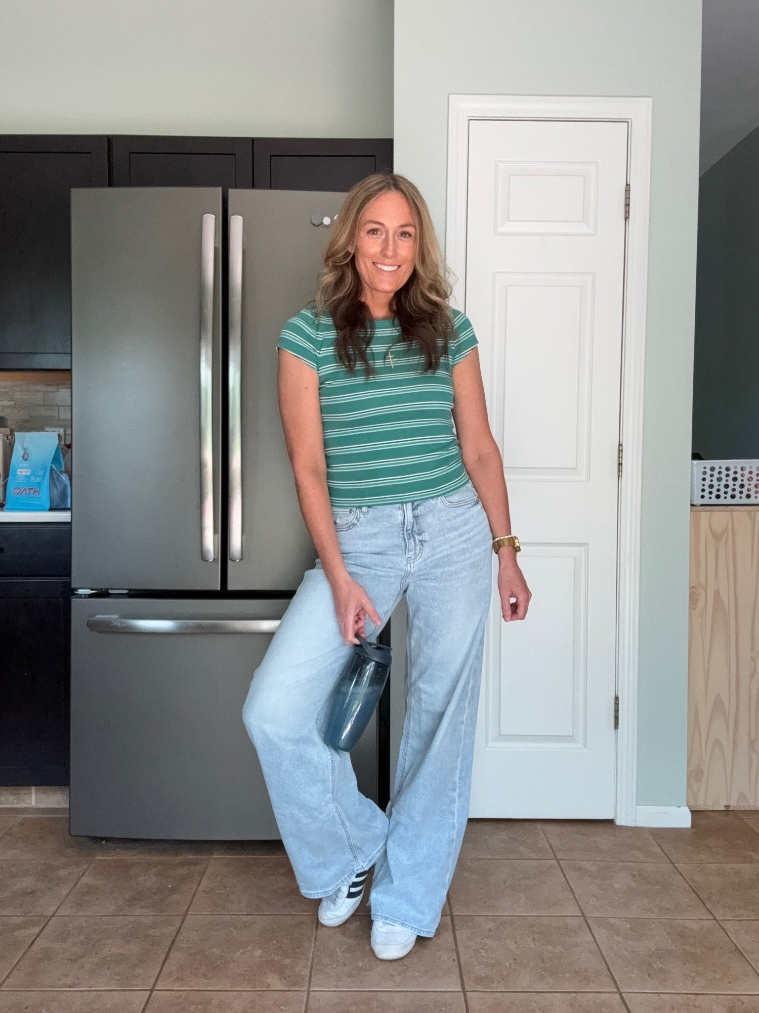 5/18/26 ✨ Green tee is a medium. Jeans are a 6 long.

Everyday outfits. Easy outfits. Easy outfit ideas. Neutral basics. Spring outfits. Spring outfit idea. Casual outfits. Basic mom outfit. Casual outfit idea. Casual outfit. Everyday outfit. Mom outfit. Street style. Casual mom outfit. Amazon fashion. Sports mom outfits. Sports mom outfit idea.

#LTKootd #LTKmomlife #LTKOver40