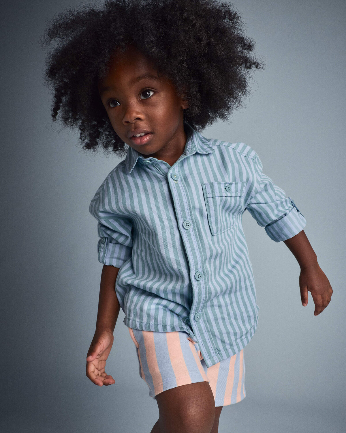 Toddler Boy Button-Down Long-Sleeve Shirt in Stripes - Blue | Carter's Inc