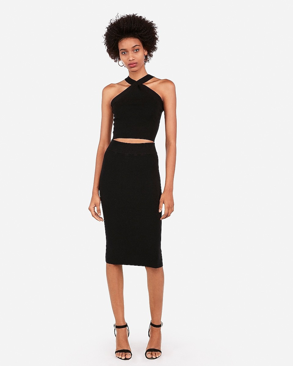 high waisted sweater pencil skirt | Express