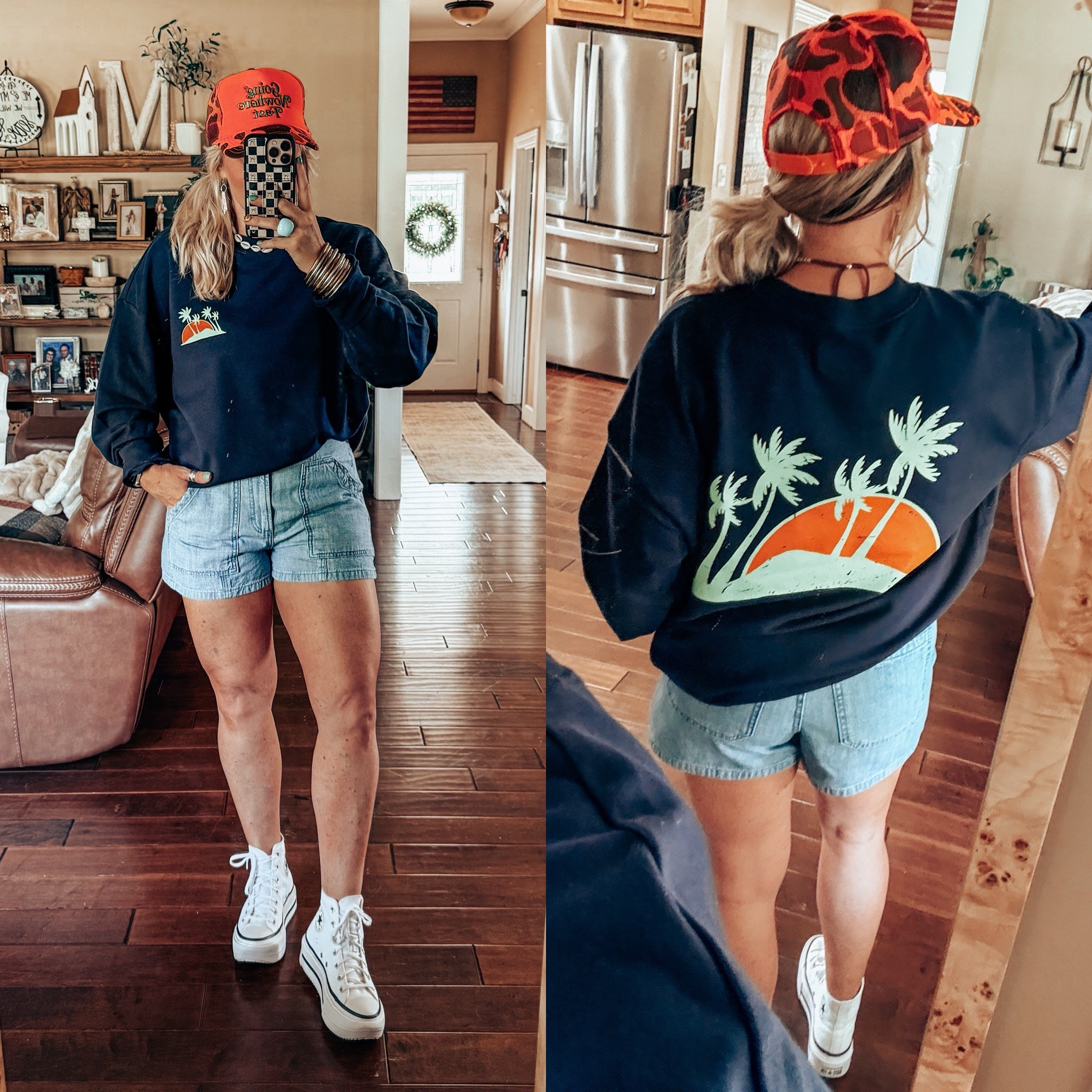 Love this mens sweatshirt too! It’s so fun and on clearance! 
I’m wearing a large. 
Shorts - size 8 
Converse - I size down 


#LTKFindsUnder50 #LTKStyleTip #LTKOver40