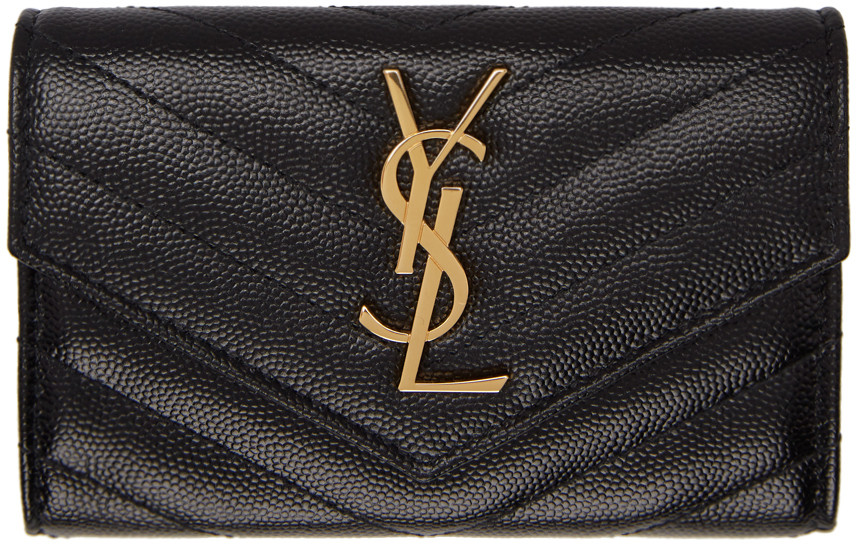 Black & Gold Small Monogramme Envelope Wallet | SSENSE