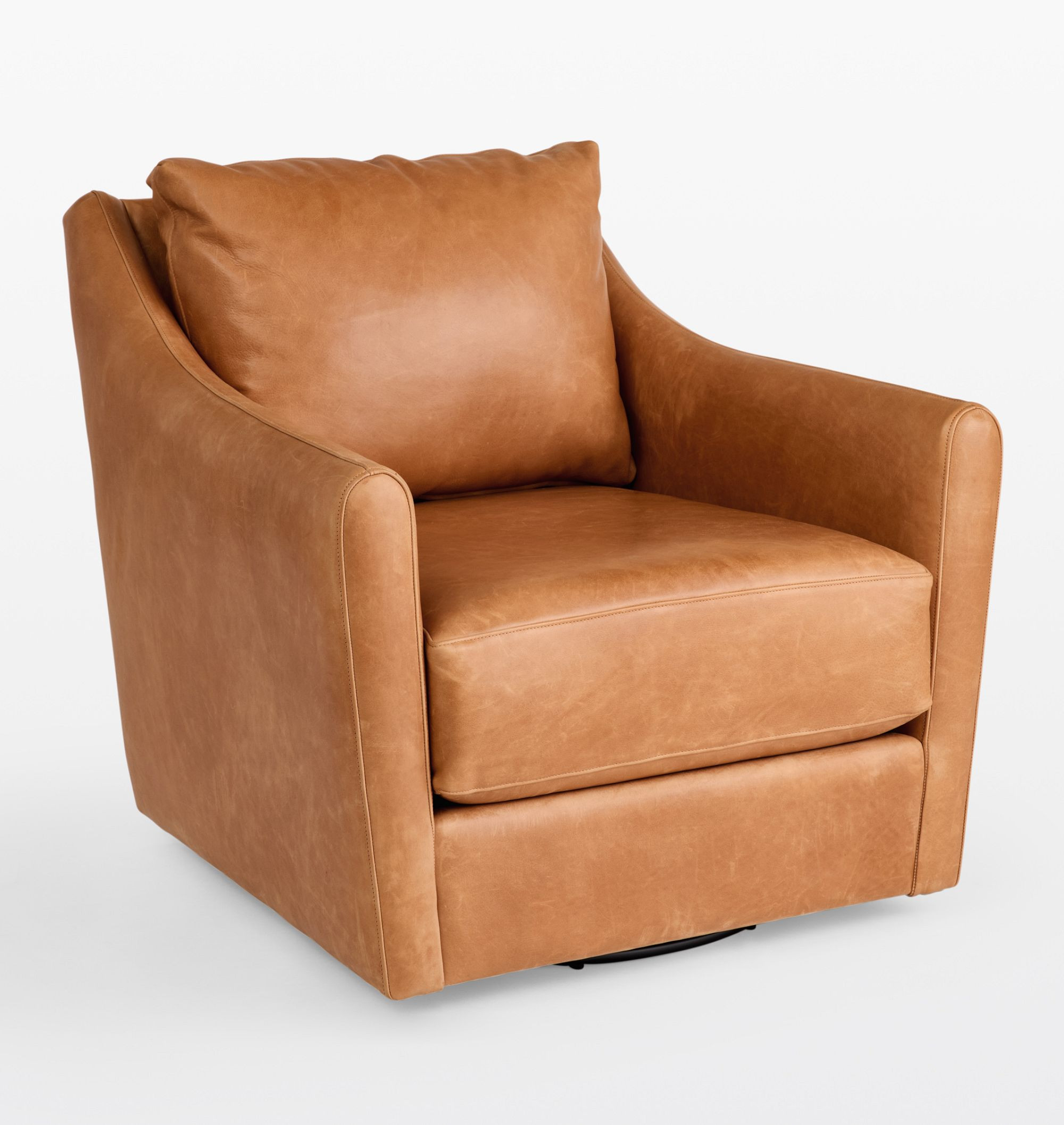 Luanna Leather Swivel Chair, Vintage Leather Tawny | Rejuvenation
