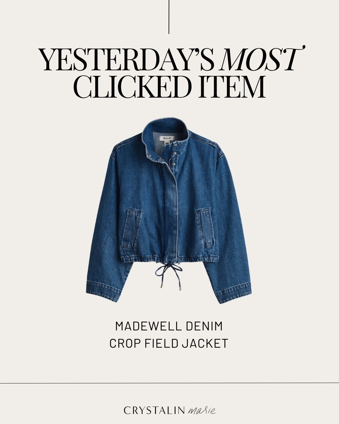 Madewell denim crop field jacket. the jacket that keeps selling out! great fit and crop- i took a small.

#LTKmomlife #LTKPetite #LTKOver40
