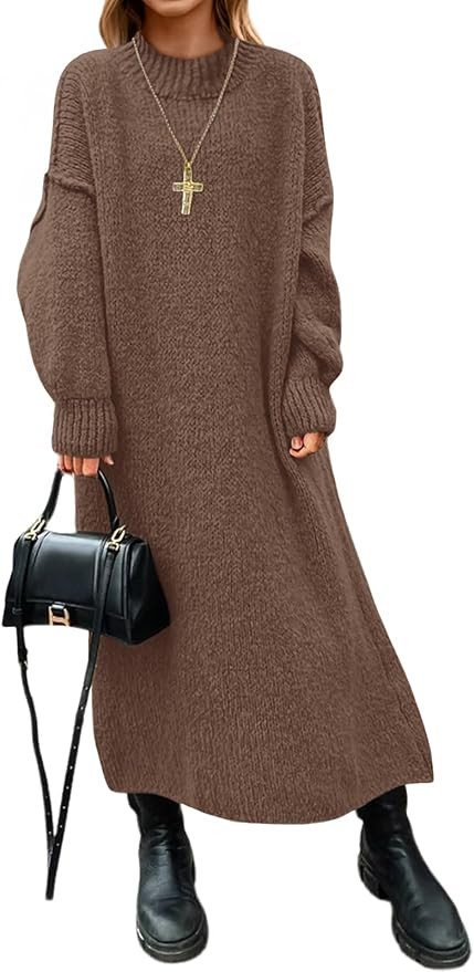 Saodimallsu Womens Oversized Sweater Dress Mock Neck Long Sleeve Casual Warm Chunky Knit Fall Win... | Amazon (US)