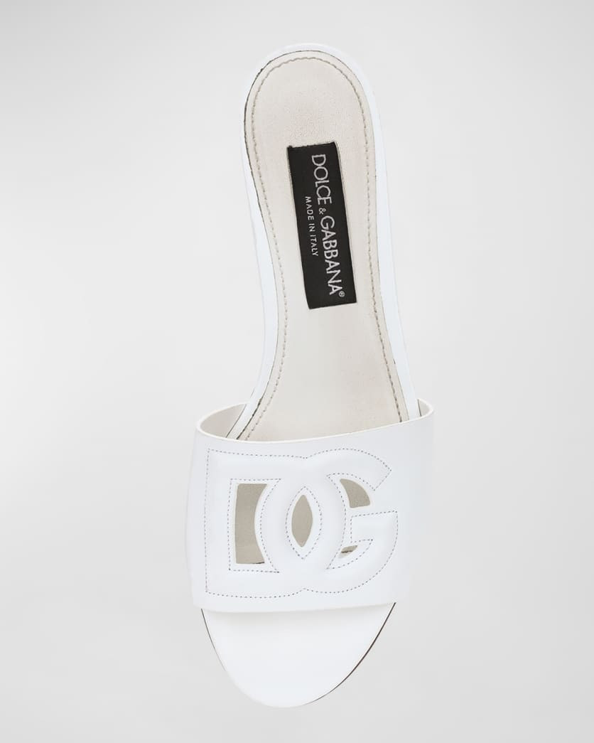 Dolce&Gabbana Cutout DG Flat Slide Sandals | Neiman Marcus