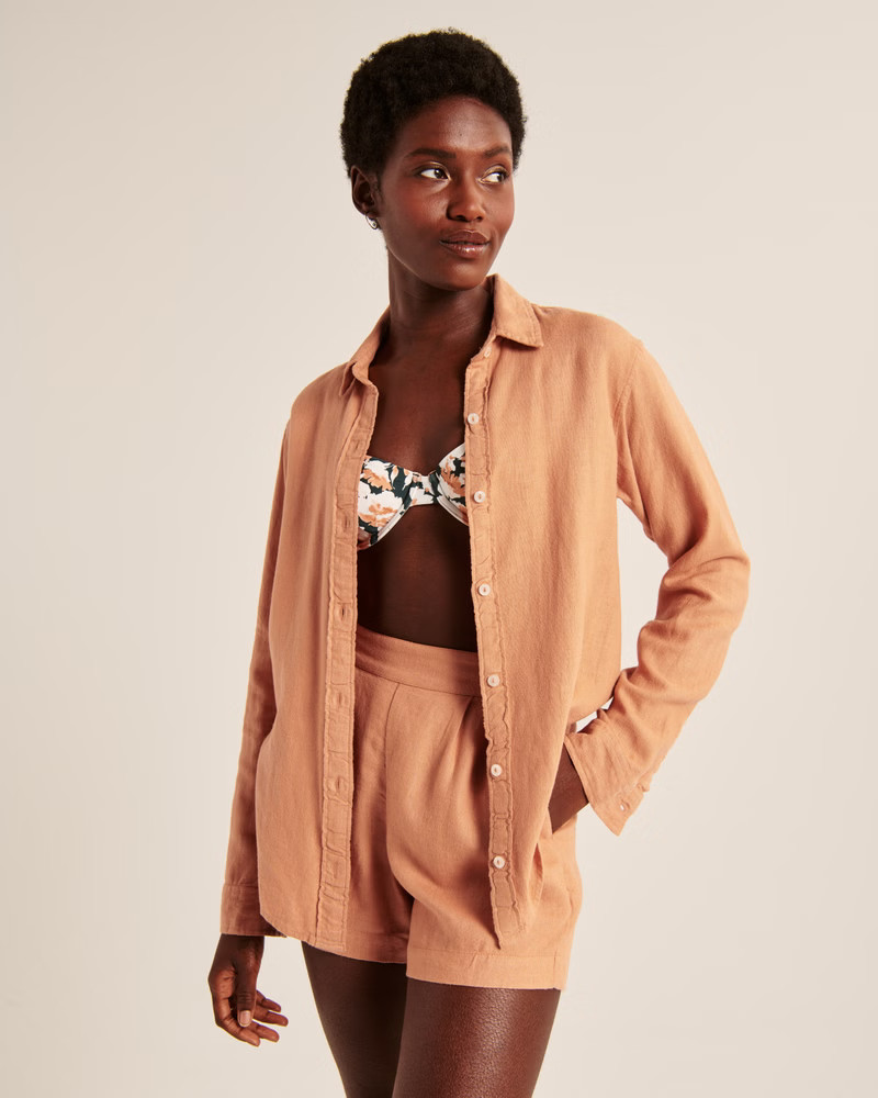 Oversized Long-Sleeve Resort Shirt | Abercrombie & Fitch (US)