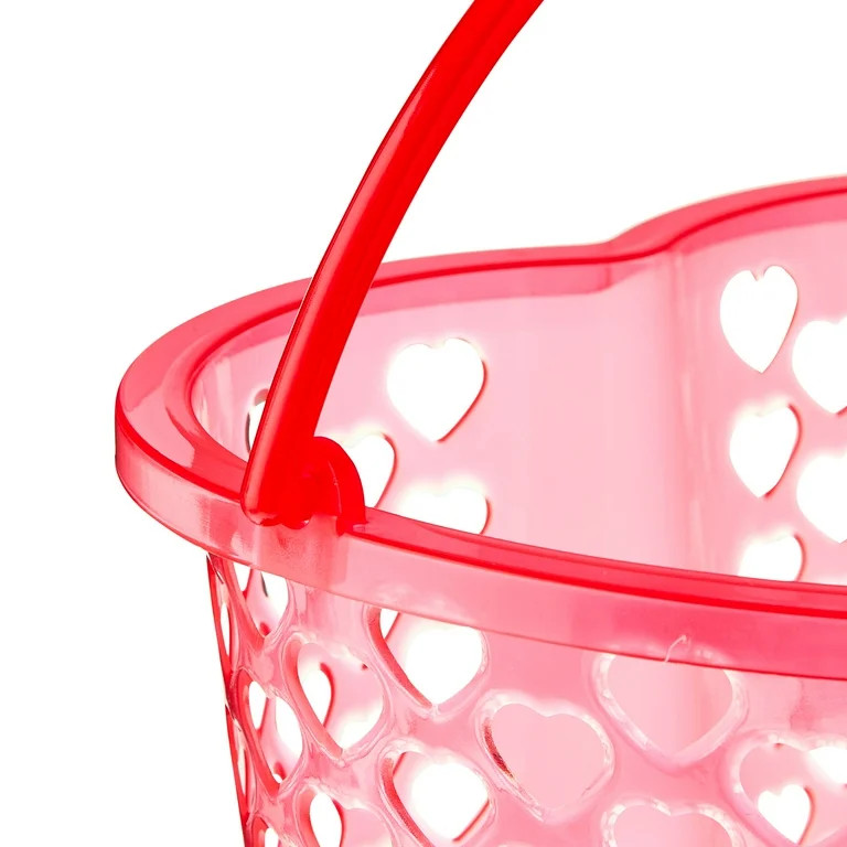 Plastic Heart-Shaped Basket, Red, 8" x 5", Valentine's Day by Way To Celebrate | Walmart (US)