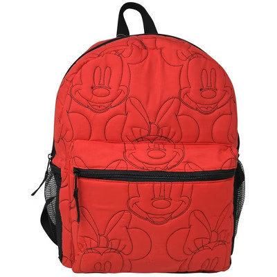 Disney Minnie Mouse 16" Backpack Red Quilted Minnie Head Embroidered for Girls | Target